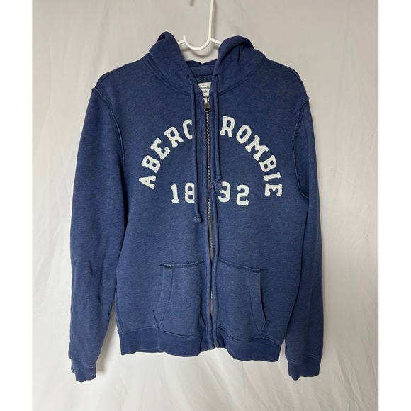 Abercrombie & Fitch Other - Abercrombie & Fitch Mens Full Zip Hoodie Blue Applique Logo Sweatshirt Medium